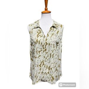 CAbi Olive and White Tank Top